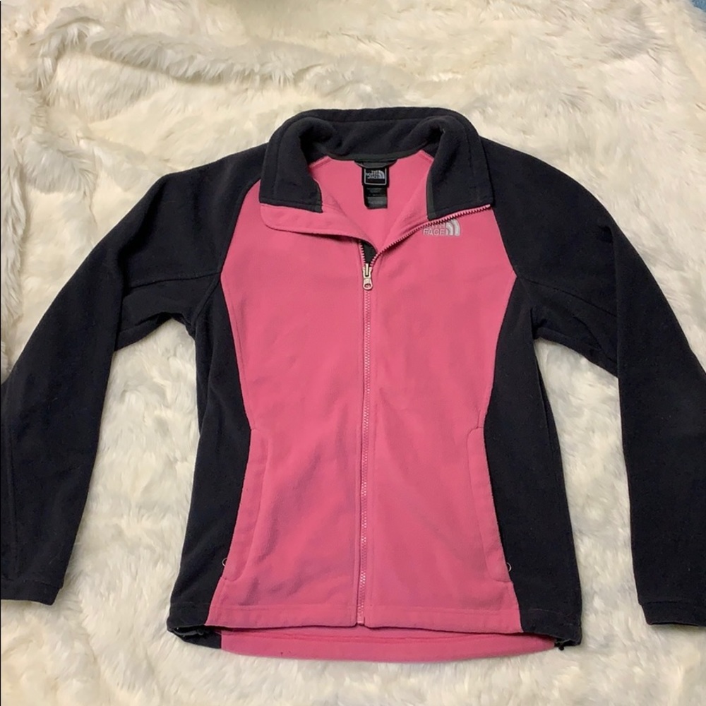 Pink/gray North Face fleece jacket